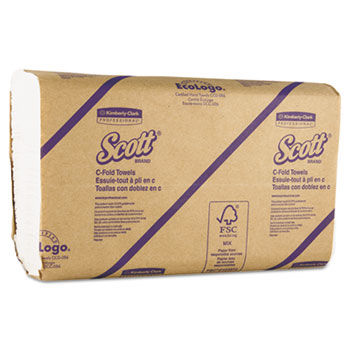 KIMBERLY-CLARK PROFESSIONAL* 01510 - SCOTT C-Fold Paper Towels, 10 1/8 x 13 3/20, White, 200/Pack, 12/Carton