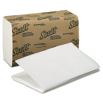 KIMBERLY-CLARK PROFESSIONAL* 01700 - SCOTT 1-Fold Paper Towels, 9 3/10 x 10 1/2, White, 250/Pack, 16/Carton