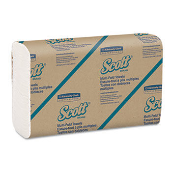 KIMBERLY-CLARK PROFESSIONAL* 01804 - SCOTT Multifold Paper Towels, 9 1/5 x 9 2/5, White, 250/Pack, 16/Carton