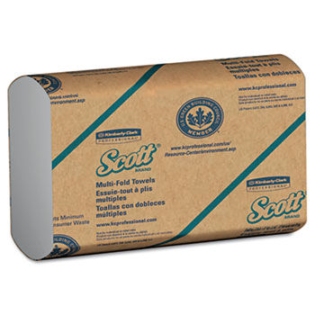 KIMBERLY-CLARK PROFESSIONAL* 01840 - SCOTT Multifold Paper Towels, 9 1/5 x 9 2/5, White, 250/Pack, 16/Cartonkimberly 