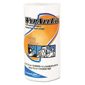 KIMBERLY-CLARK PROFESSIONAL* 05027 - WYPALL L40 Cloth-Like Wipes, 10 2/5 x 11, White, 70/Roll, 24/Cartonkimberly 