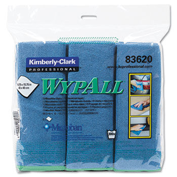 KIMBERLY-CLARK PROFESSIONAL* 83620 - WYPALL Cloths w/Microban, Microfiber, 15 3/4 x 15 3/4, Blue, 6/Packkimberly 