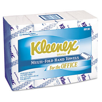 KIMBERLY-CLARK PROFESSIONAL* 88130 - KLEENEX Multifold Paper Towels, 9 1/5 x 9 2/5, White, 150/Pack, 16/Cartonkimberly 