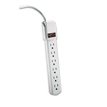 Six-Outlet Power Strip, 120V, 4ft Cord, 1-1/2 x 3-3/4 x 13, Platinumkensington 