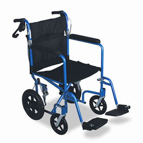 Medline MDS808210AB - Excel Deluxe Aluminum Transport Wheelchair, 19 x 16, 300 lbs.