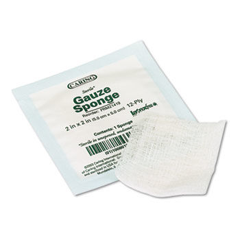 Medline PRM21419 - Caring Woven Gauze Sponges, 2 x 2, Sterile, 12-ply, 100 Sponges/Boxmedline 