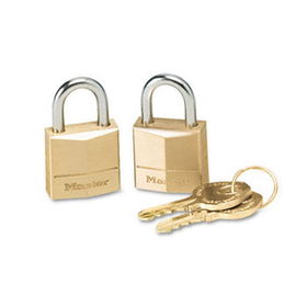 Master Lock 120T - Three-Pin Brass Tumbler Locks, 3/4 Wide, 2 Locks & 2 Keys/Packmaster 