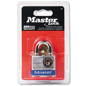 Master Lock 3D - Four-Pin Tumbler Lock, Laminated Steel Body, 1-1/2 Wide, Silver/Blue, Two Keysmaster 