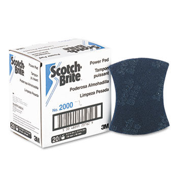 Scotch-Brite 2000CC - Power Pad, Blue, 3-7/8 x 5-1/2, 20/Carton