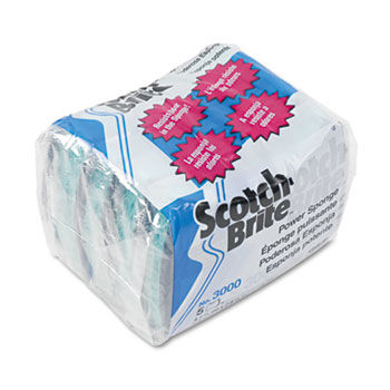 Scotch-Brite 3000CC - Power Sponge, Teal, 2 7/8 x 4 1/2, 5/Packscotch 