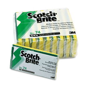 Scotch-Brite 74CC - Medium-Duty Scrubbing Sponge, 3-1/2 x 6-1/4, 10/Pack