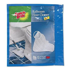 3M 8003WR10 - Scotch-Brite Bathroom Floor Cleaner, Starter Kit Refill Pads, 10/pack