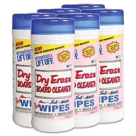 Motsenbocker's Lift-Off 42703CT - Dry Erase Cleaner Wipes, Cloth, 7 x 12, 30/Canister, 6/Carton