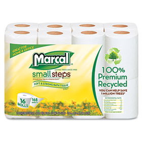 Marcal Small Steps 16466 - 100% Premium Recycled 2-Ply Toilet Tissue, 96 Rolls/Cartonmarcal 