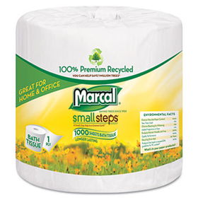 Marcal Small Steps 4415 - 100% Premium Recycled 1-Ply Bath Tissue, 1000 Sheets/Roll, 40 Rolls/Cartonmarcal 
