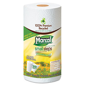 Marcal Small Steps 6181CT - 100% Premium Recycled Giant Roll Towels, 5-3/4 x 11, 140/Roll, 24/Carton