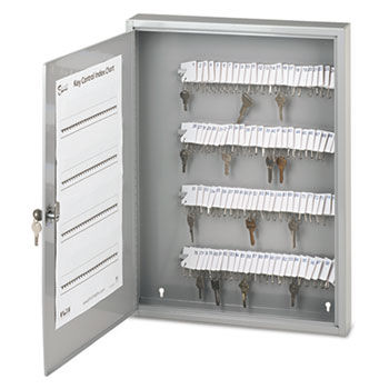 SecurIT 04984 - Locking Key Cabinet, 100-key, Steel, Gray, 16 1/2 x 3 x 22 1/2