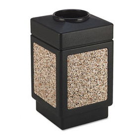 Safco 9471NC - Canmeleon Top-Open Receptacle, Square, Aggregate/Polyetylene, 38 gal, Black