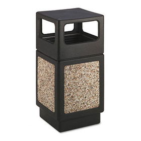 Safco 9472NC - Canmeleon Side-Open Receptacle, Square, Aggregate/Polyethylene, 38 gal, Blacksafco 