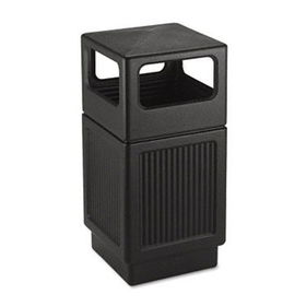 Safco 9476BL - Canmeleon Side-Open Receptacle, Square, Polyethylene, 38 gal, Textured Black