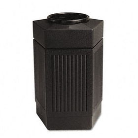 Safco 9485BL - Canmeleon Indoor/Outdoor Receptacle, Pentagon, Polyethylene, 30 gal, Blacksafco 