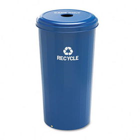 Safco 9632BU - Tall Recycling Receptacle for Cans, Round, Steel, 20 gal, Recycling Blue