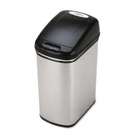 Safco 9762SS - Kazaam Motion-Activated Receptacle, Rectangular, 11.5 gal, Stainless Steel/Black