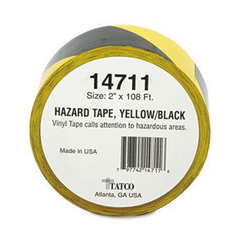 Tatco 14711 - Hazard Marking Aisle Tape, 2w x 108 ft. Roll