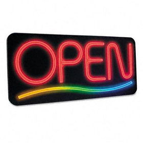 NewonTM 3284 - LED Business Sign, Open in Three-Color Wave, 29-1/2w x 1-3/4d x 14-1/2hnewontm 