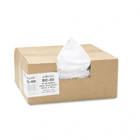 Classic Clear BC40 - Clear Low-Density Can Liners, 31-33 gal, .6 mil, 33 x 39, Clear, 250/Carton