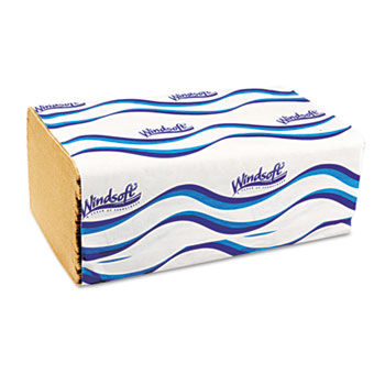 Windsoft 106 - Embossed 1-Fold Paper Towels, 9 9/20 x 9, Natural, 250/Pack, 16/Cartonwindsoft 