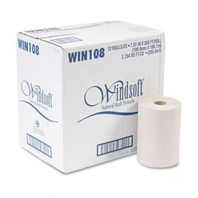 Windsoft 108 - Nonperforated Paper Towel Roll, 8 x 350', Natural, 12/Cartonwindsoft 