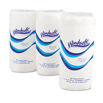 Windsoft 122085CT - Perforated Paper Towel Rolls, 11 x 8 4/5, White, 84/Roll, 30/Cartonwindsoft 