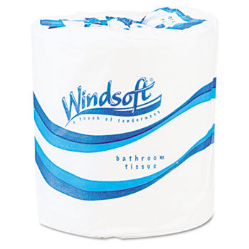 Windsoft 2200 - Single Roll Bath Tissue, 500 Sheets/Roll, 96 Rolls/Carton