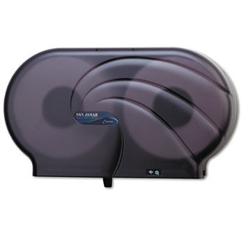 San Jamar R4090TBK - Oceans Twin 9 JBT Toilet Tissue Dispenser, 19 x 5 1/4 x 12, Black Pearl