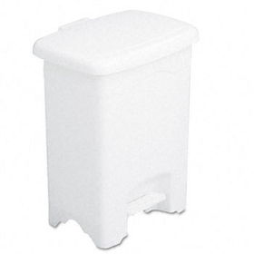 Safco 9710WH - Step-On Receptacle, Rectangular, Plastic, 4 gal, Whitesafco 