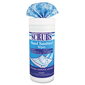 SCRUBS 90956CT - Antimicrobial Hand Sanitizer Wipes, 6 x 8, 50/Canister, 6/Cartonscrubs 