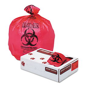 Jaguar Plastics IW3658R - Health Care Bio-hazard Printed Liners, 1.3mil, 36 x 58, Red, 100/Carton