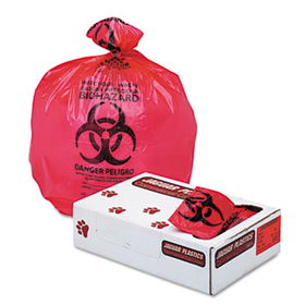 Jaguar Plastics IW3658R - Health Care Bio-hazard Printed Liners, 1.3mil, 36 x 58, Red, 100/Cartonjaguar 