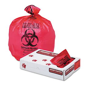 Jaguar Plastics IW3339R - Health Care Bio-hazard Printed Liners, 1.3mil, 33 x 39, Red, 150/Carton