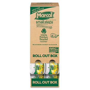 Marcal Small Steps 6495 - 100% Recycled Roll-out Convenience Pack Bathroom Tissue, 504 Sheets/Roll