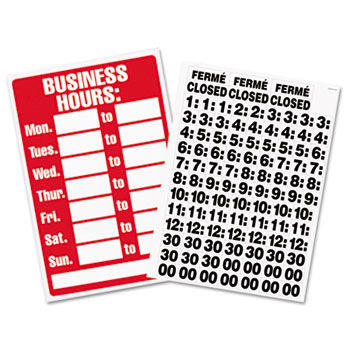Headline Sign 9394 - Business Hours Sign w/Vinyl Characters, Poly Resin, 8 x 12, Red/White