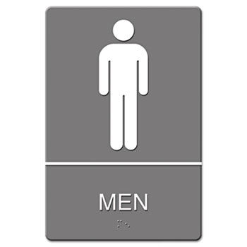 Headline Sign 4817 - ADA Sign, Men Restroom Symbol w/Tactile Graphic, Molded Plastic, 6 x 9, Gray