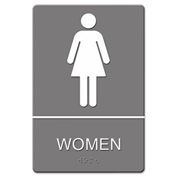 Headline Sign 4816 - ADA Sign, Women Restroom Symbol w/Tactile Graphic, Molded Plastic, 6 x 9, Gray