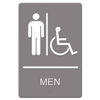 Headline Sign 4815 - ADA Sign, Men Restroom Wheelchair Accessible Symbol, Molded Plastic, 6 x 9, Gray