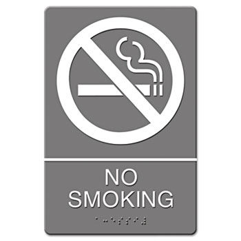 Headline Sign 4813 - ADA Sign, No Smoking Symbol w/Tactile Graphic, Molded Plastic, 6 x 9, Grayheadline 