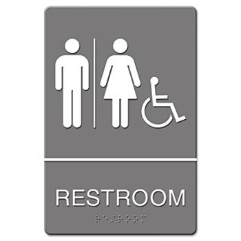 Headline Sign 4811 - ADA Sign, Restroom/Wheelchair Accessible Tactile Symbol, Molded Plastic, 6 x 9