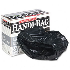 Handi-Bag HAB1GLL20N - Handi-Bag Super Value Packs, 55 gallon, 1mil, 37.5 x 58, Black, 20/Box