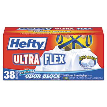 Hefty E80638 - Ultra Flex Waste Bags, 13 gal, 1.1mil, 24 x 27 3/8, White, 38 Bags/Boxhefty 
