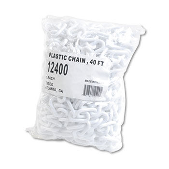 Tatco 12400 - Crowd Control Stanchion Chain, Plastic, 40 ft, White